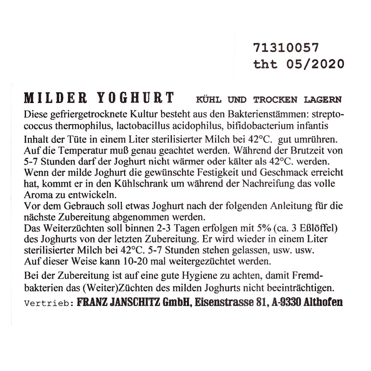 Joghurtkultur mild Fitness